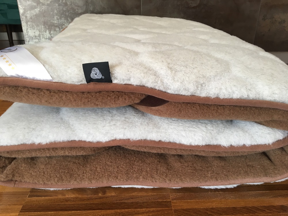 MATERAC WEŁNIANY ALPAKA JASNA CARO + CAMEL CIEMNY 100X200