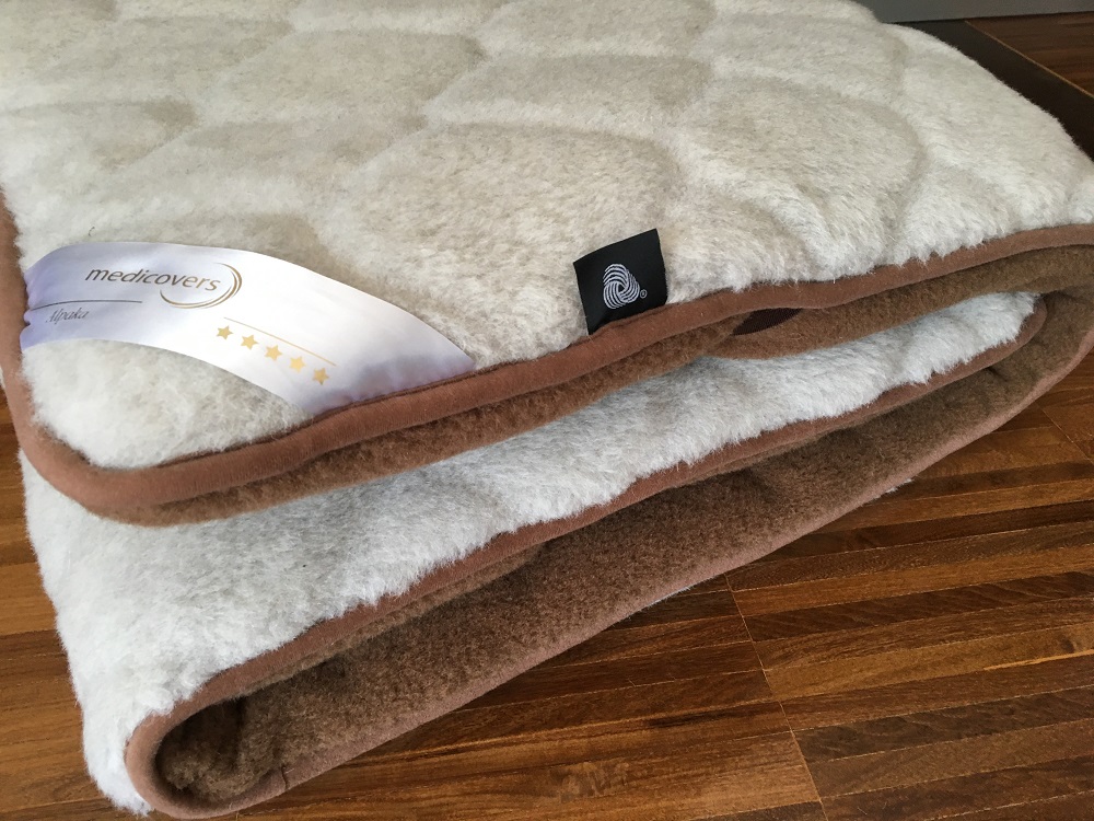 MATERAC WEŁNIANY ALPAKA JASNA CARO + CAMEL CIEMNY 100X200