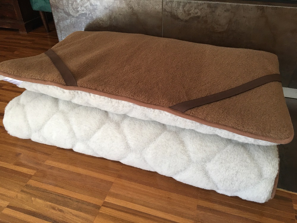 MATERAC WEŁNIANY ALPAKA JASNA CARO + CAMEL CIEMNY 100X200