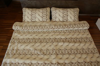 POŚCIEL WEŁNIANA CAMEL JASNY + KASZMIR WARKOCZ 220x200 + PODKŁAD
