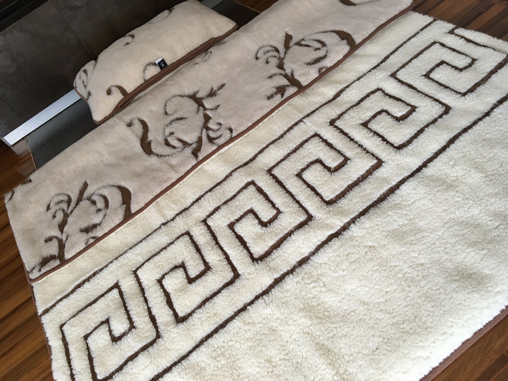 POŚCIEL WEŁNIANA CAMEL BOHO + MERYNOS TUMBLER GREKA 140x200 + MATERAC