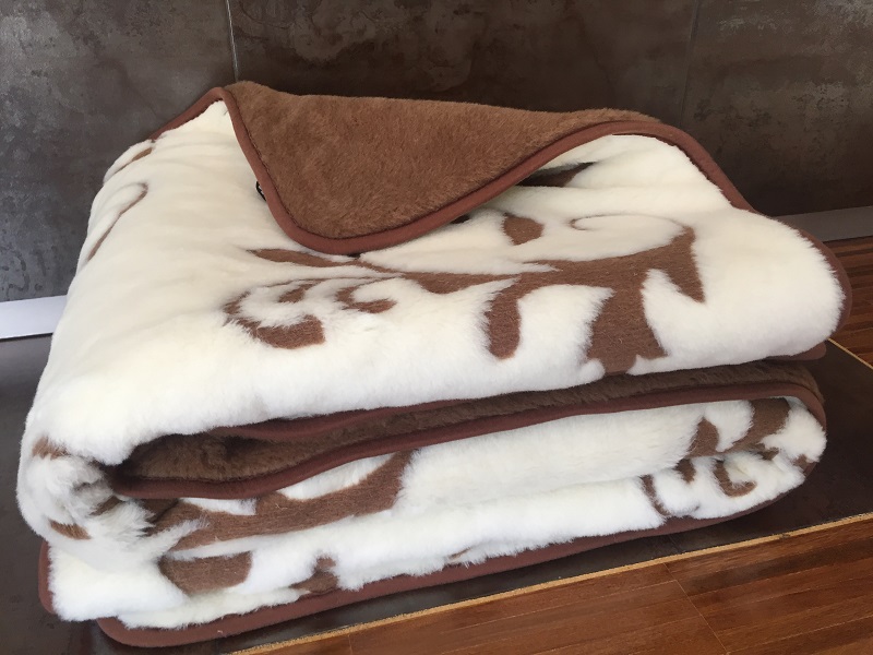 KOŁDRA WEŁNIANA CAMEL CIEMNY + KASZMIR SZLACHECKI 140x200