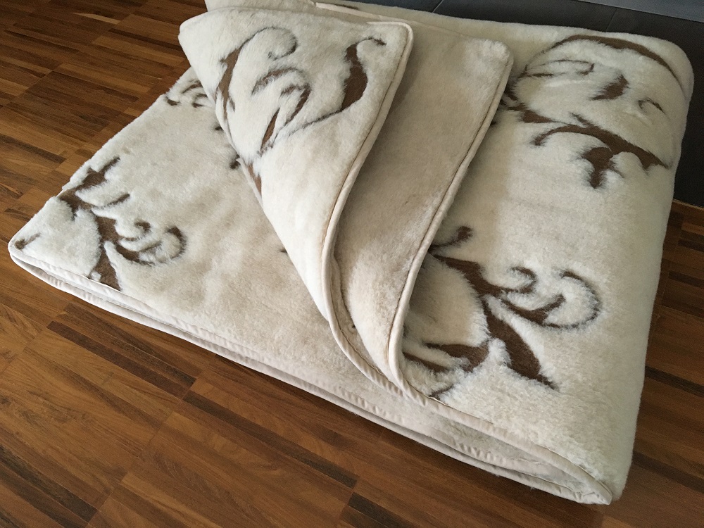 KOŁDRA WEŁNIANA 140X200 CAMEL JASNY BOHO