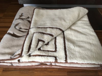 KOŁDRA Z WEŁNY MERYNOS T. GREKA + CAMEL JASNY BOHO 220x200