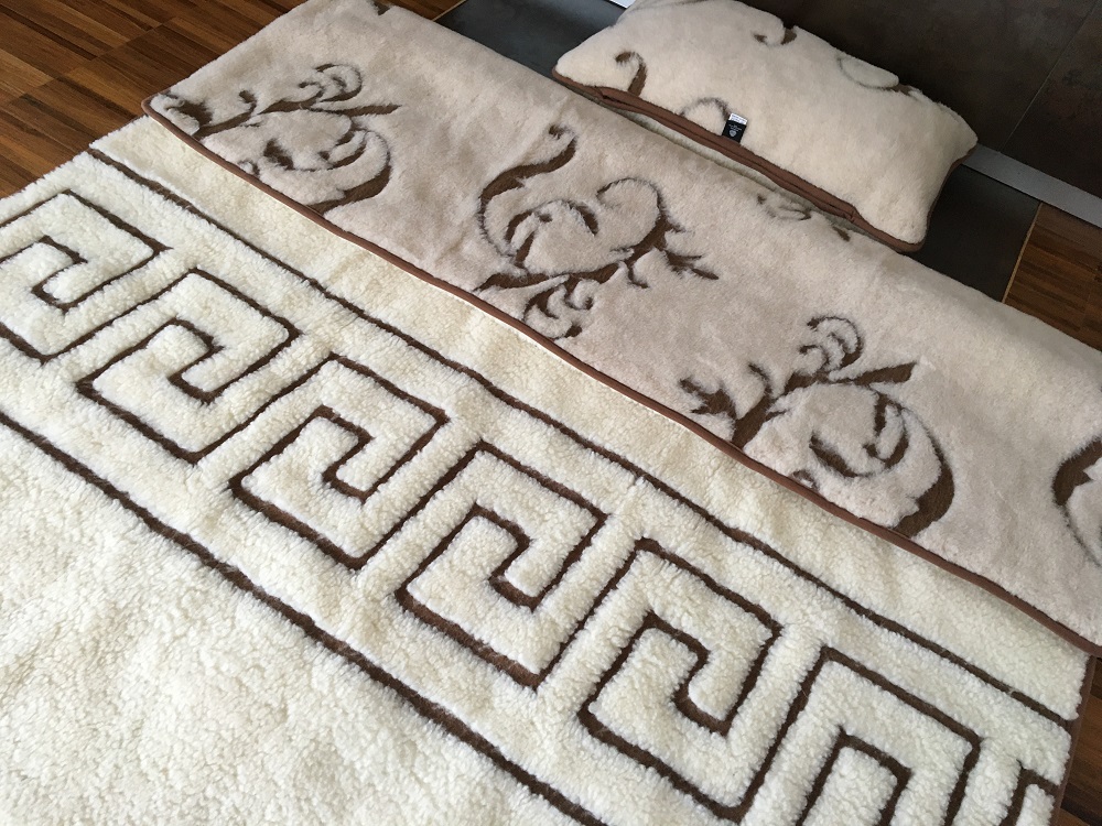 POŚCIEL WEŁNIANA CAMEL BOHO + MERYNOS TUMBLER GREKA 140x200 + MATERAC