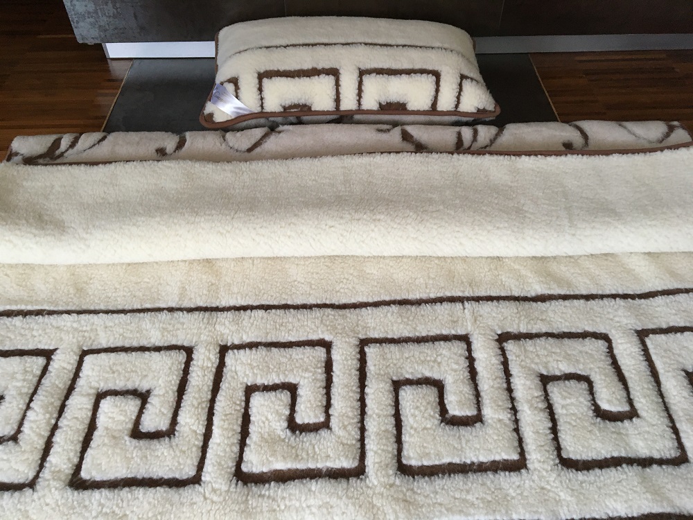 POŚCIEL WEŁNIANA CAMEL BOHO + MERYNOS TUMBLER GREKA 140x200 + MATERAC