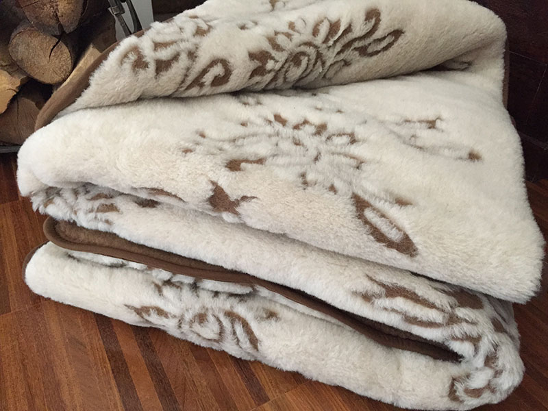 KOŁDRA WEŁNIANA 160X200 CAMEL CIEMNY + CAMEL JASNY ARUBA