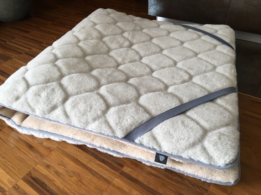 MATERAC WEŁNIANY ALPAKA JASNA CARO + CAMEL JASNY 220X200