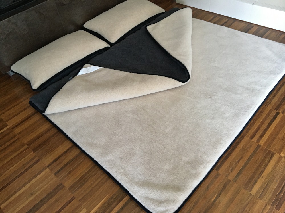 POŚCIEL WEŁNIANA ALPAKA CIEMNA CARO + CAMEL JASNY 240x200 + MATERAC