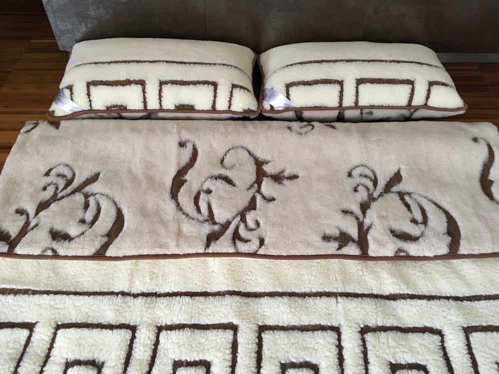 POŚCIEL WEŁNIANA CAMEL BOHO + MERYNOS TUMBLER GREKA 240x200 + PODKŁAD