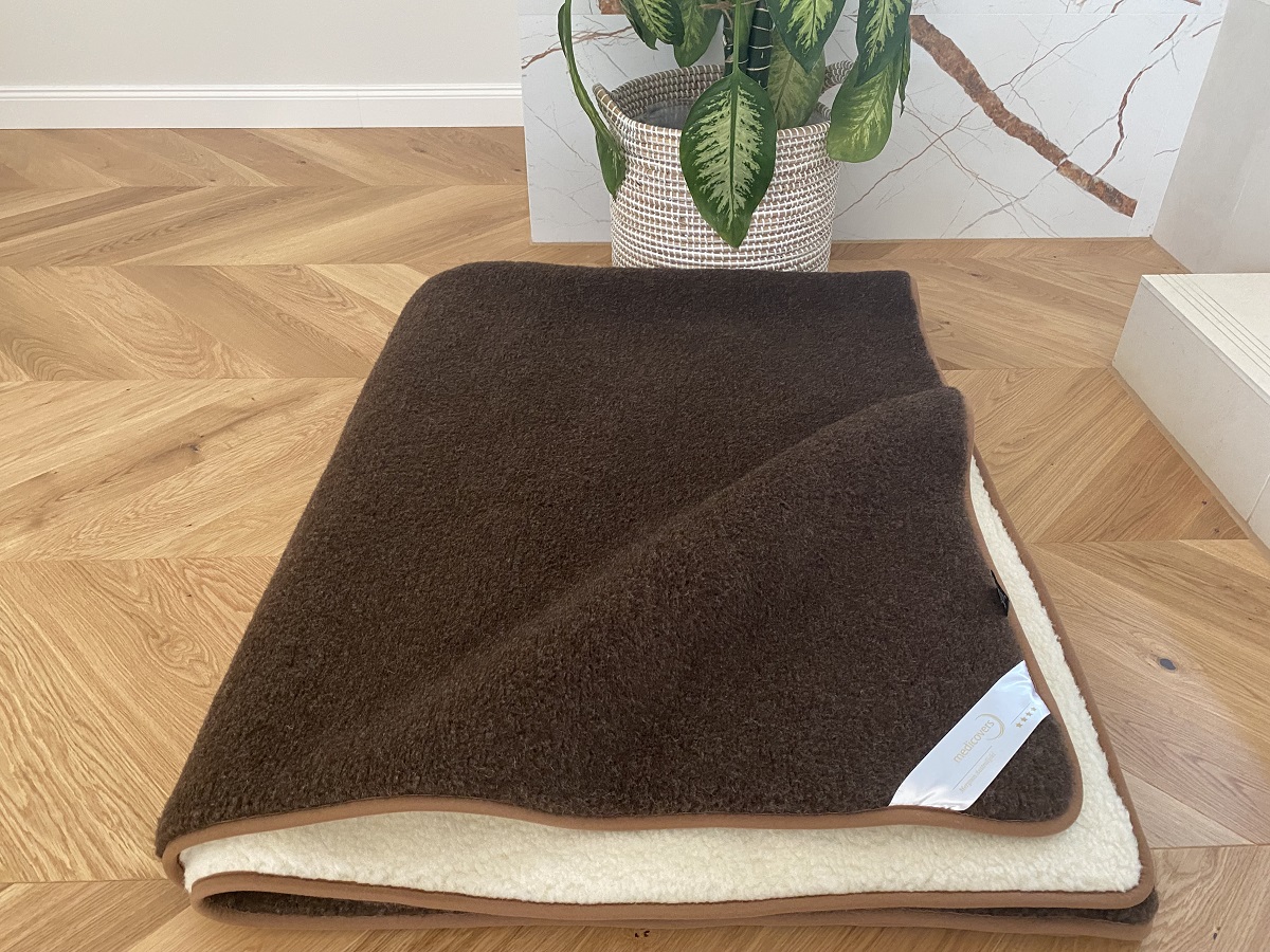 KOŁDRA WEŁNIANA MERYNOS SYBERIA DZIKI BRĄZ + MERYNOS TUMBLER 160X200