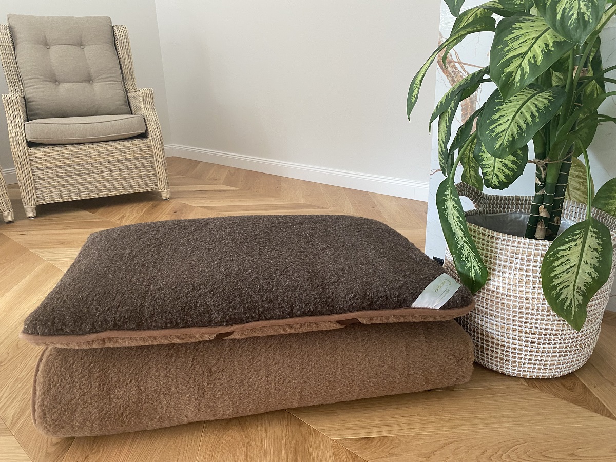 MATERAC WEŁNIANY MERYNOS DZIKI BRĄZ SYBERIA + CAMEL CIEMNY 180x200