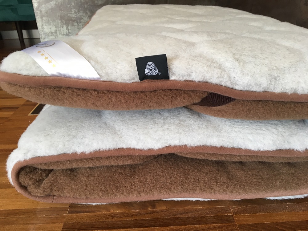 MATERAC WEŁNIANY ALPAKA JASNA CARO + CAMEL CIEMNY 100X200