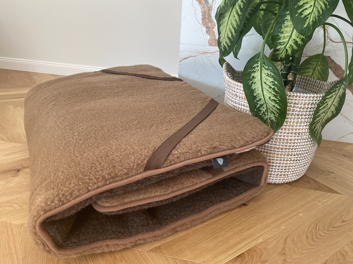 MATERAC WEŁNIANY MERYNOS DZIKI BRĄZ SYBERIA + CAMEL CIEMNY 180x200