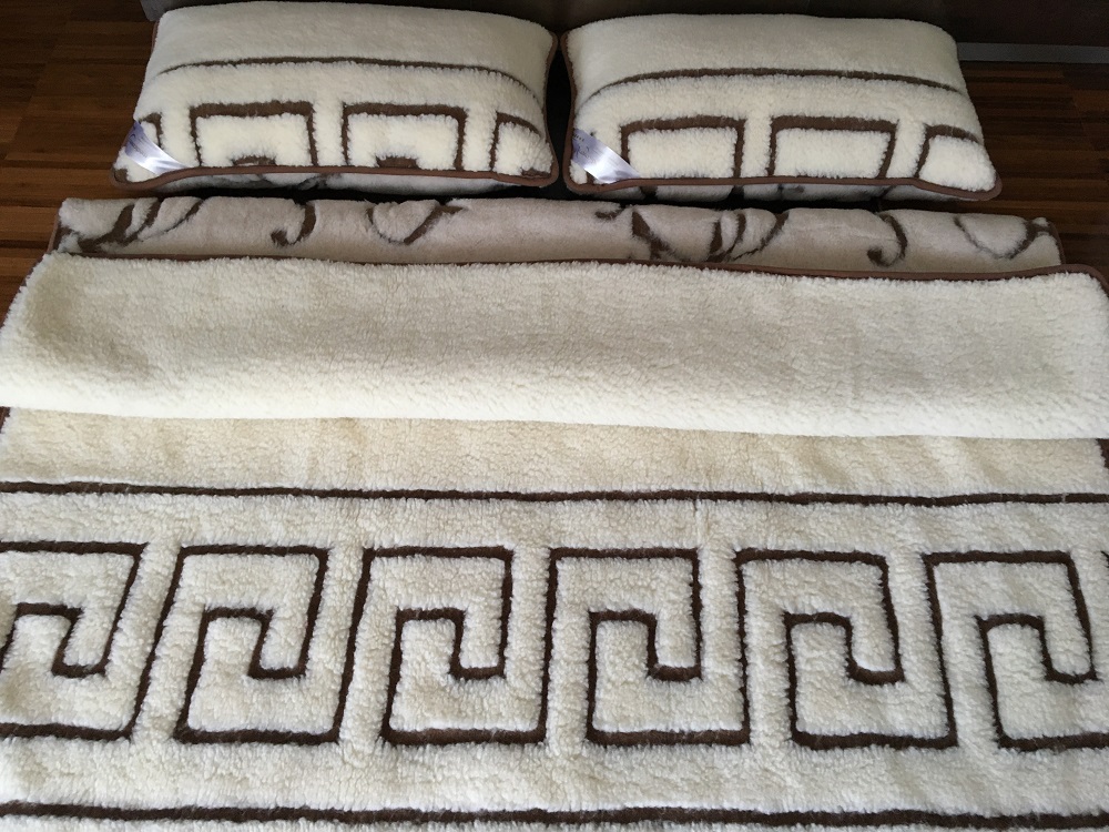 POŚCIEL WEŁNIANA CAMEL BOHO + MERYNOS TUMBLER GREKA 240x200 + PODKŁAD