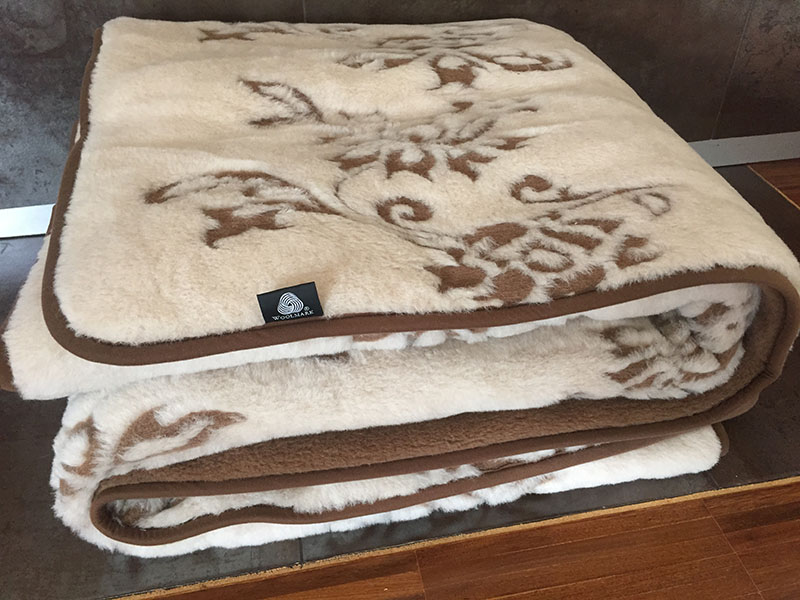 KOŁDRA WEŁNIANA 160X200 CAMEL CIEMNY + CAMEL JASNY ARUBA
