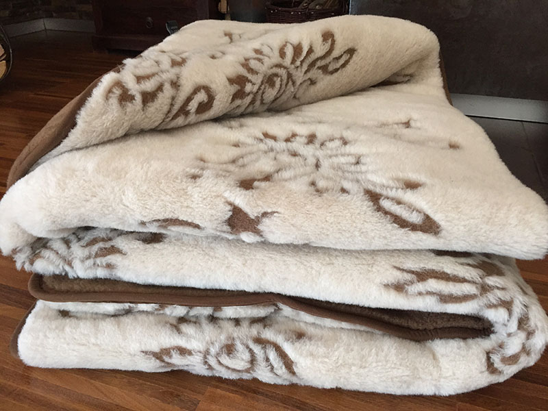 KOŁDRA WEŁNIANA 160X200 CAMEL CIEMNY + CAMEL JASNY ARUBA
