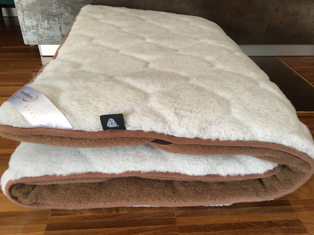 MATERAC WEŁNIANY ALPAKA JASNA CARO + CAMEL CIEMNY 100X200