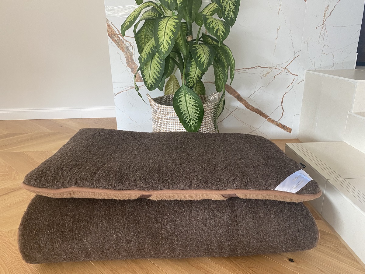 MATERAC WEŁNIANY MERYNOS DZIKI BRĄZ SYBERIA + CAMEL CIEMNY 180x200