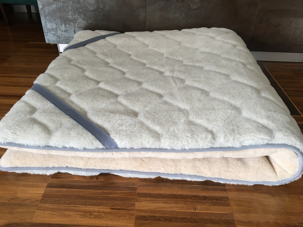 MATERAC WEŁNIANY ALPAKA JASNA CARO + CAMEL JASNY 220X200