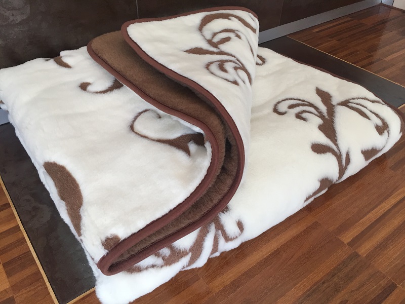 KOŁDRA WEŁNIANA CAMEL CIEMNY + KASZMIR SZLACHECKI 140x200