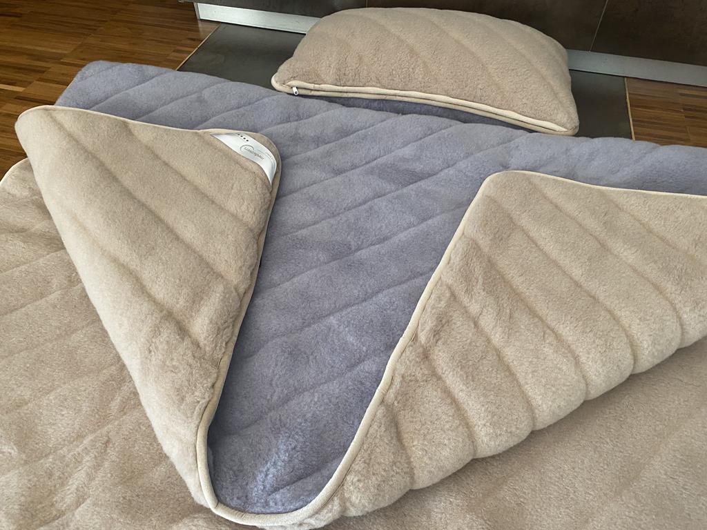 POŚCIEL Z WEŁNY ALPAKI ALPINA PASY + CAMEL JASNY PASY 140X200