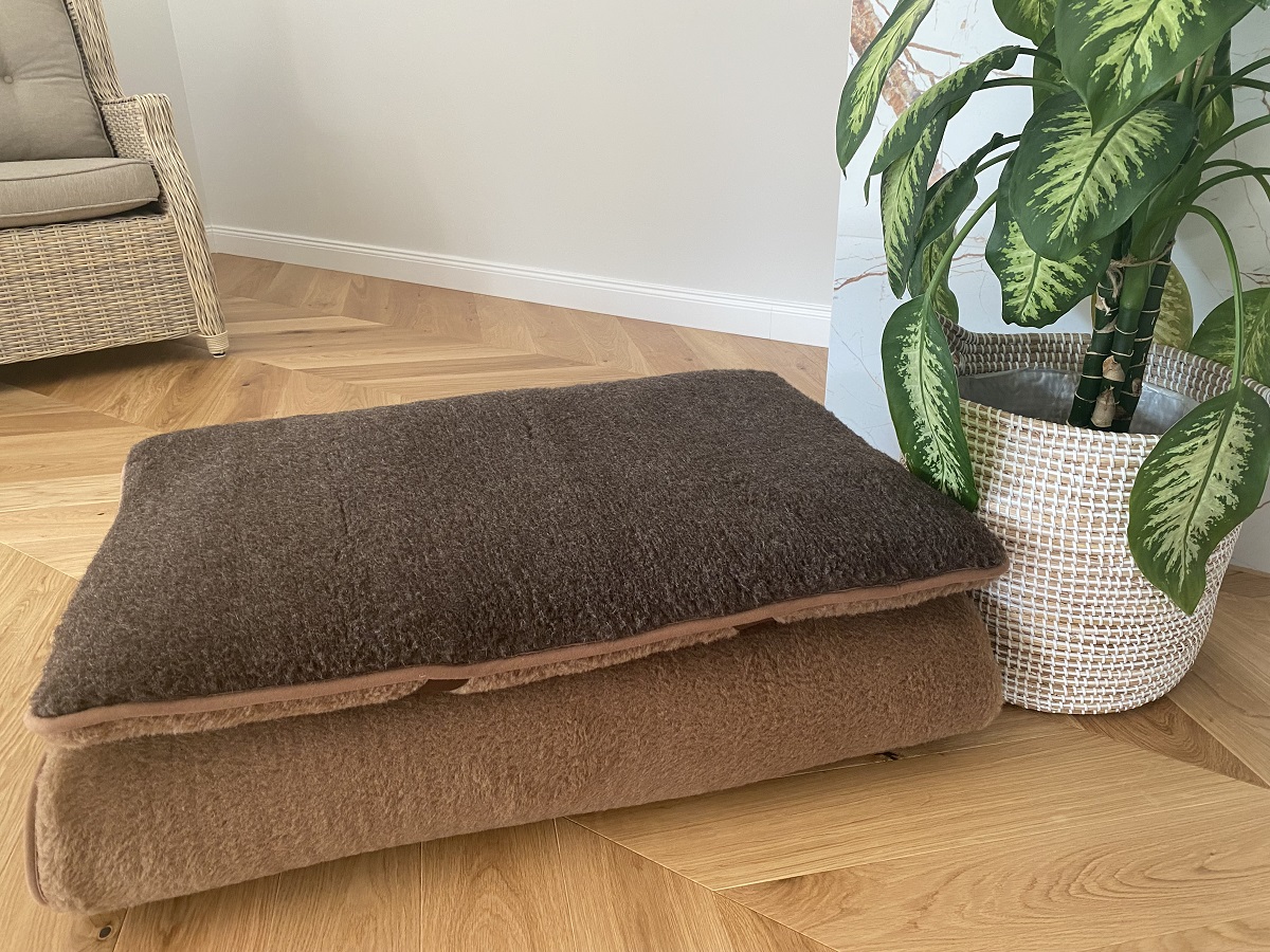 MATERAC WEŁNIANY MERYNOS DZIKI BRĄZ SYBERIA + CAMEL CIEMNY 180x200