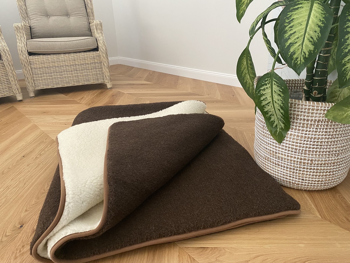 KOŁDRA WEŁNIANA MERYNOS SYBERIA DZIKI BRĄZ + MERYNOS TUMBLER 160X200