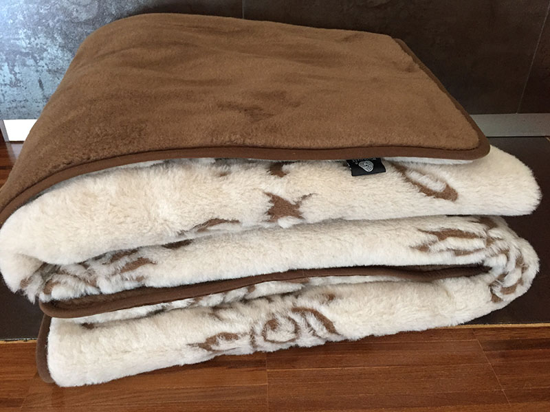 KOŁDRA WEŁNIANA 160X200 CAMEL CIEMNY + CAMEL JASNY ARUBA