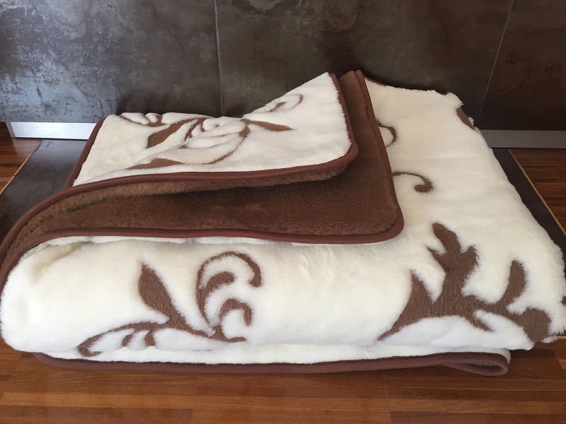 KOŁDRA WEŁNIANA CAMEL CIEMNY + KASZMIR SZLACHECKI 140x200