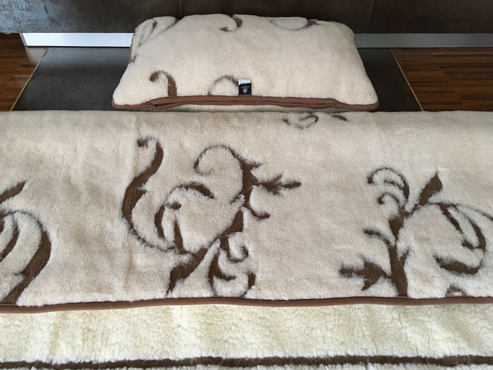 POŚCIEL WEŁNIANA CAMEL BOHO + MERYNOS TUMBLER GREKA 140x200 + MATERAC