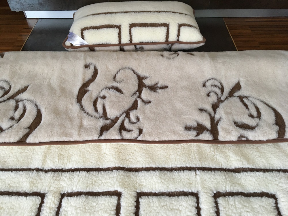 POŚCIEL WEŁNIANA CAMEL BOHO + MERYNOS TUMBLER GREKA 140x200 + MATERAC