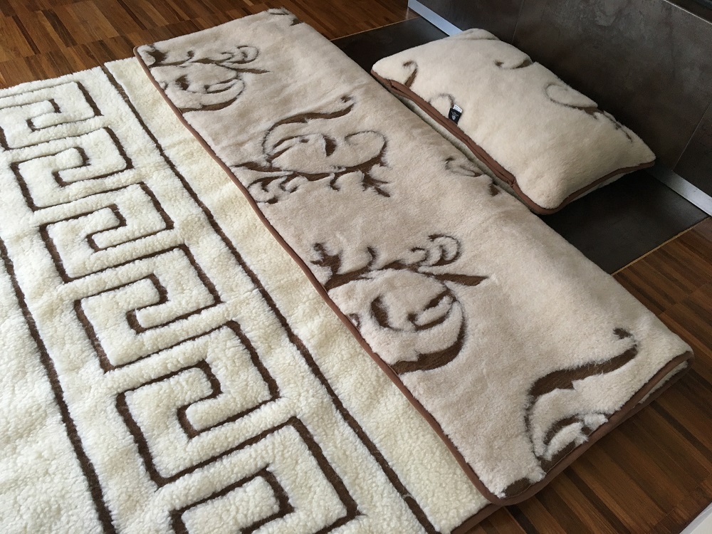 POŚCIEL WEŁNIANA CAMEL BOHO + MERYNOS TUMBLER GREKA 140x200 + MATERAC