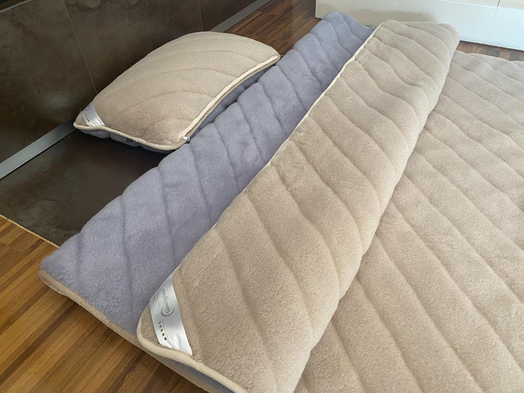 POŚCIEL Z WEŁNY ALPAKI ALPINA PASY + CAMEL JASNY PASY 140X200