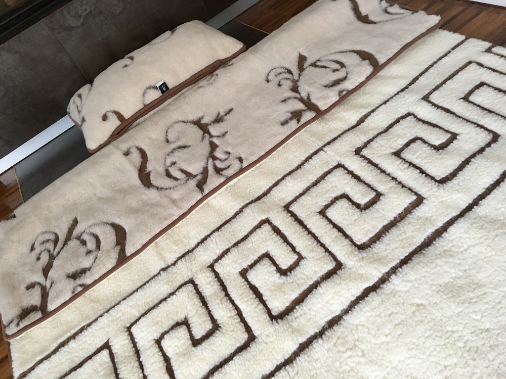 POŚCIEL WEŁNIANA CAMEL BOHO + MERYNOS TUMBLER GREKA 140x200 + MATERAC