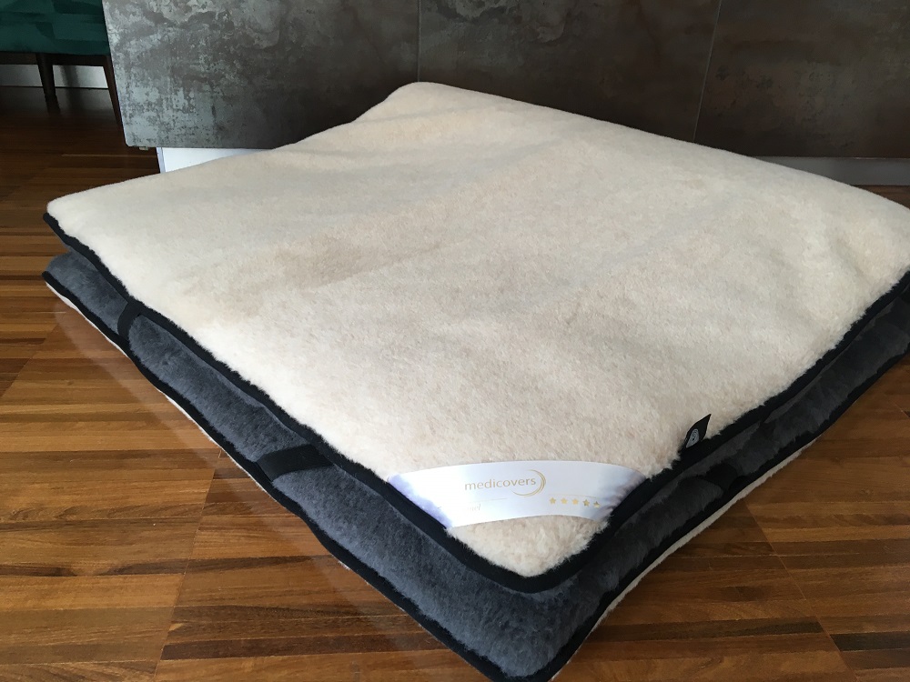 MATERAC WEŁNIANY ALPAKA CIEMNA CARO / CAMEL JASNY 100x200