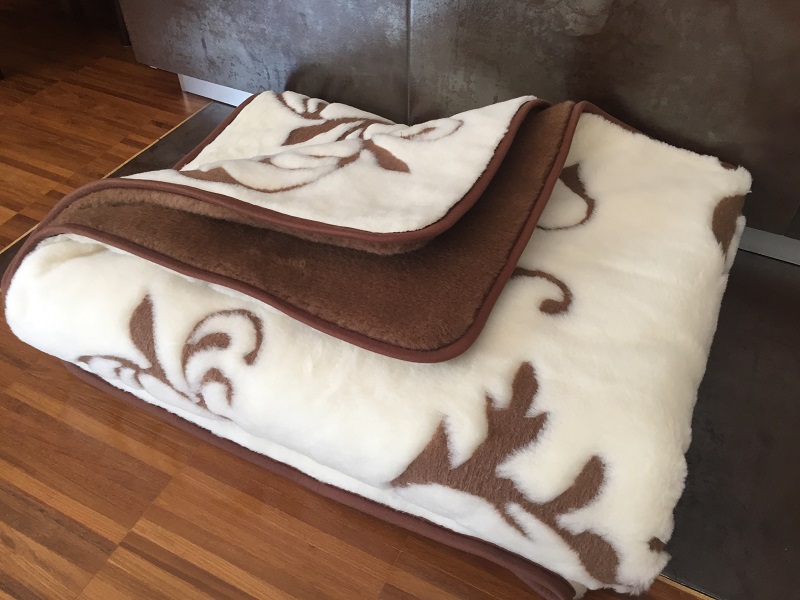 KOŁDRA WEŁNIANA CAMEL CIEMNY + KASZMIR SZLACHECKI 140x200