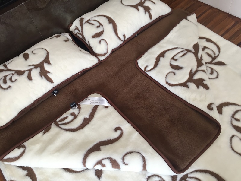 POŚCIEL WEŁNIANA CAMEL CIEMNY + KASZMIR SZLACHECKI 160x200 + PODKŁAD