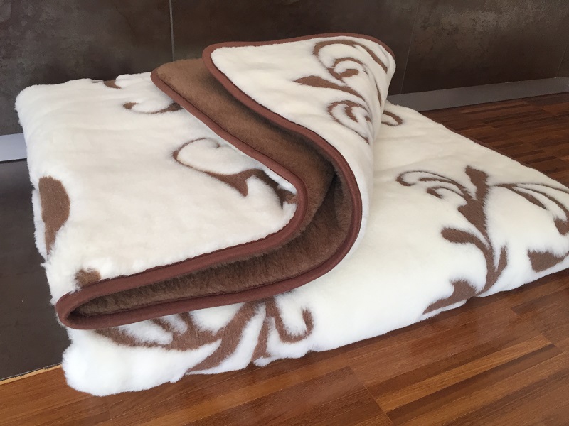 KOŁDRA WEŁNIANA CAMEL CIEMNY + KASZMIR SZLACHECKI 140x200