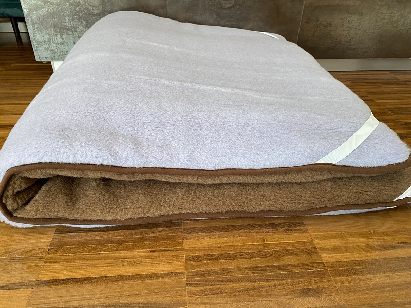 MATERAC WEŁNIANY ALPAKA SILVER + CAMEL CIEMNY 120X200