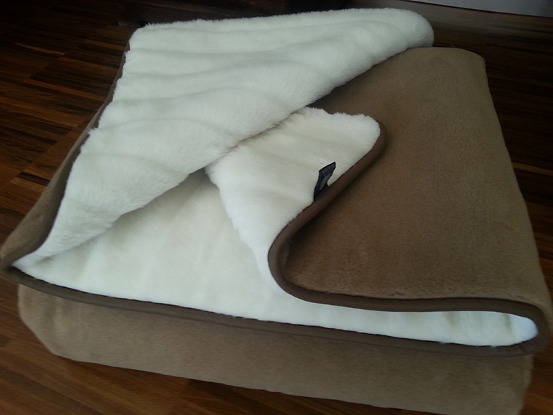 KOŁDRA WEŁNIANA CAMEL CIEMNY + KASZMIR LUX PASY 160X200