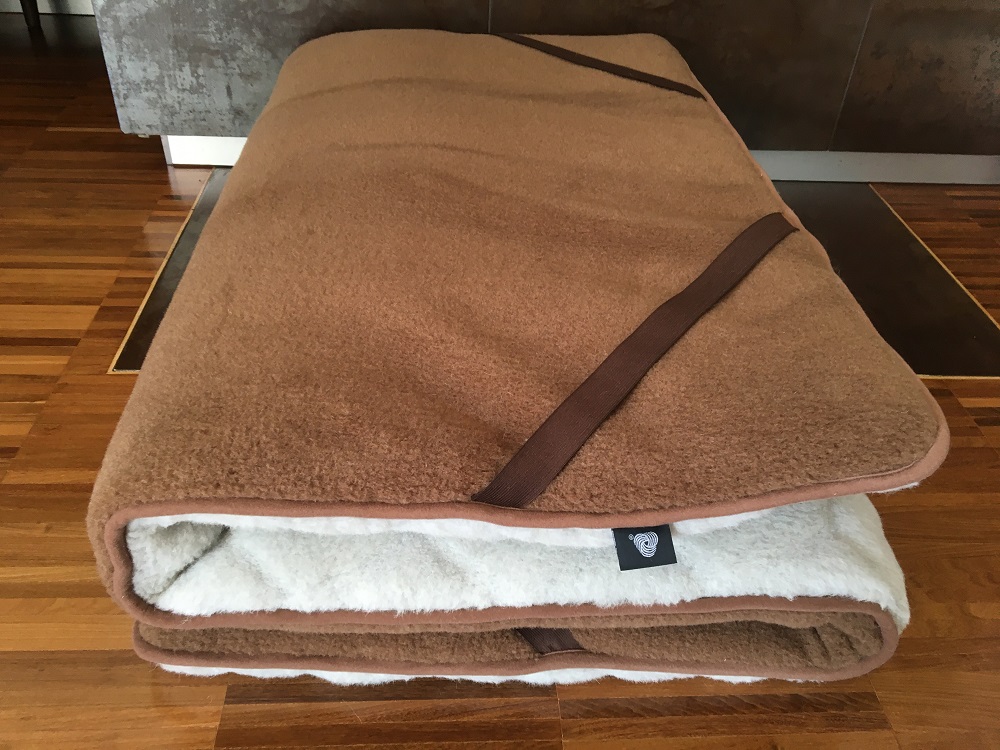MATERAC WEŁNIANY ALPAKA JASNA CARO + CAMEL CIEMNY 100X200