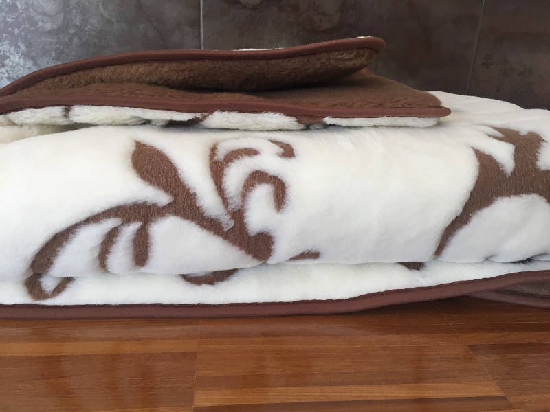 KOŁDRA WEŁNIANA CAMEL CIEMNY + KASZMIR SZLACHECKI 140x200