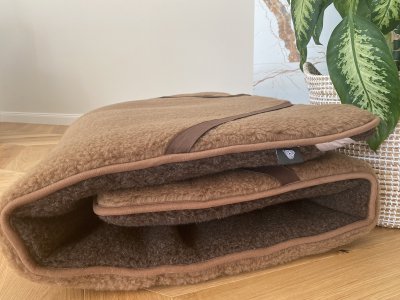 MATERAC WEŁNIANY MERYNOS DZIKI BRĄZ SYBERIA + CAMEL CIEMNY 200x200