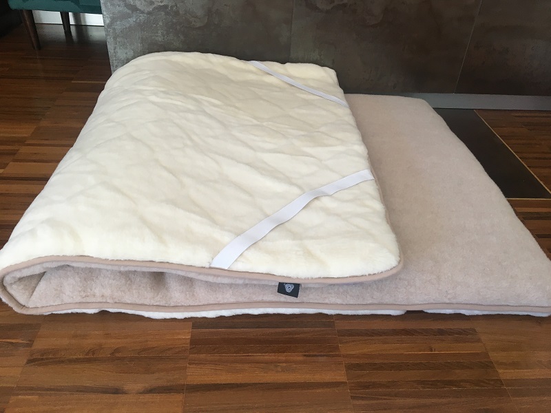 MATERAC WEŁNIANY CAMEL JASNY + KASZMIR CARO 120x200