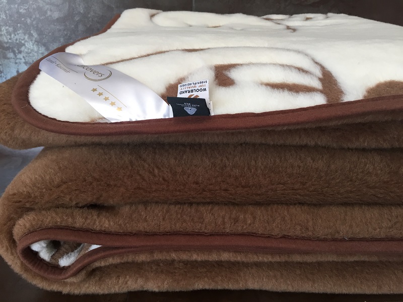 KOŁDRA WEŁNIANA CAMEL CIEMNY + KASZMIR SZLACHECKI 140x200