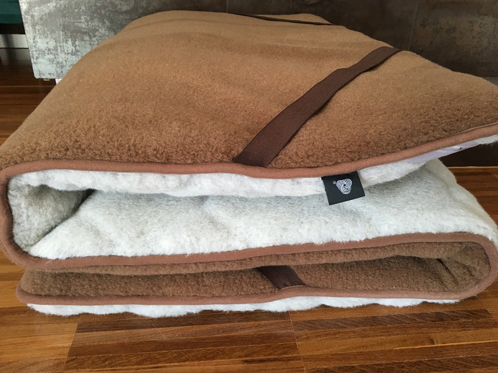 MATERAC WEŁNIANY ALPAKA JASNA CARO + CAMEL CIEMNY 100X200