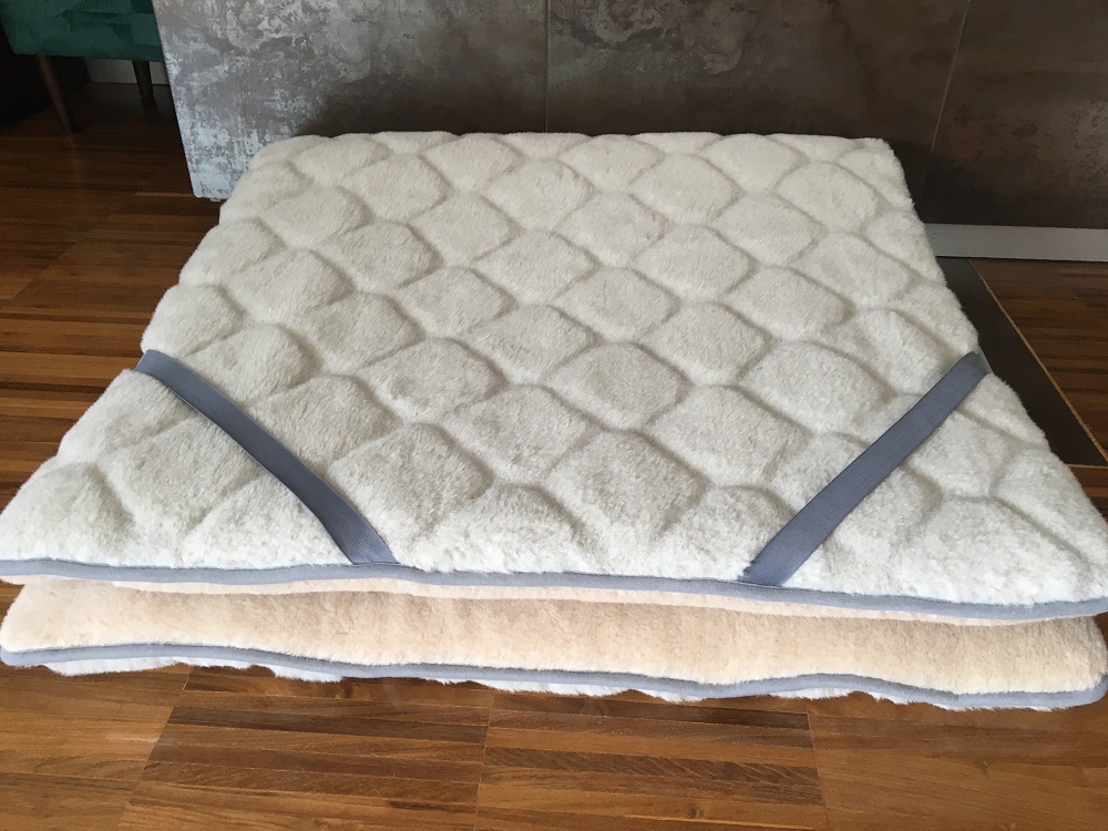 MATERAC WEŁNIANY ALPAKA JASNA CARO + CAMEL JASNY 220X200