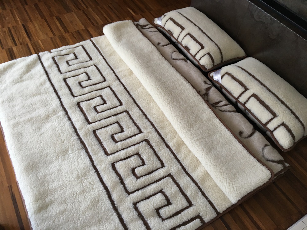 POŚCIEL WEŁNIANA CAMEL BOHO + MERYNOS TUMBLER GREKA 240x200 + PODKŁAD