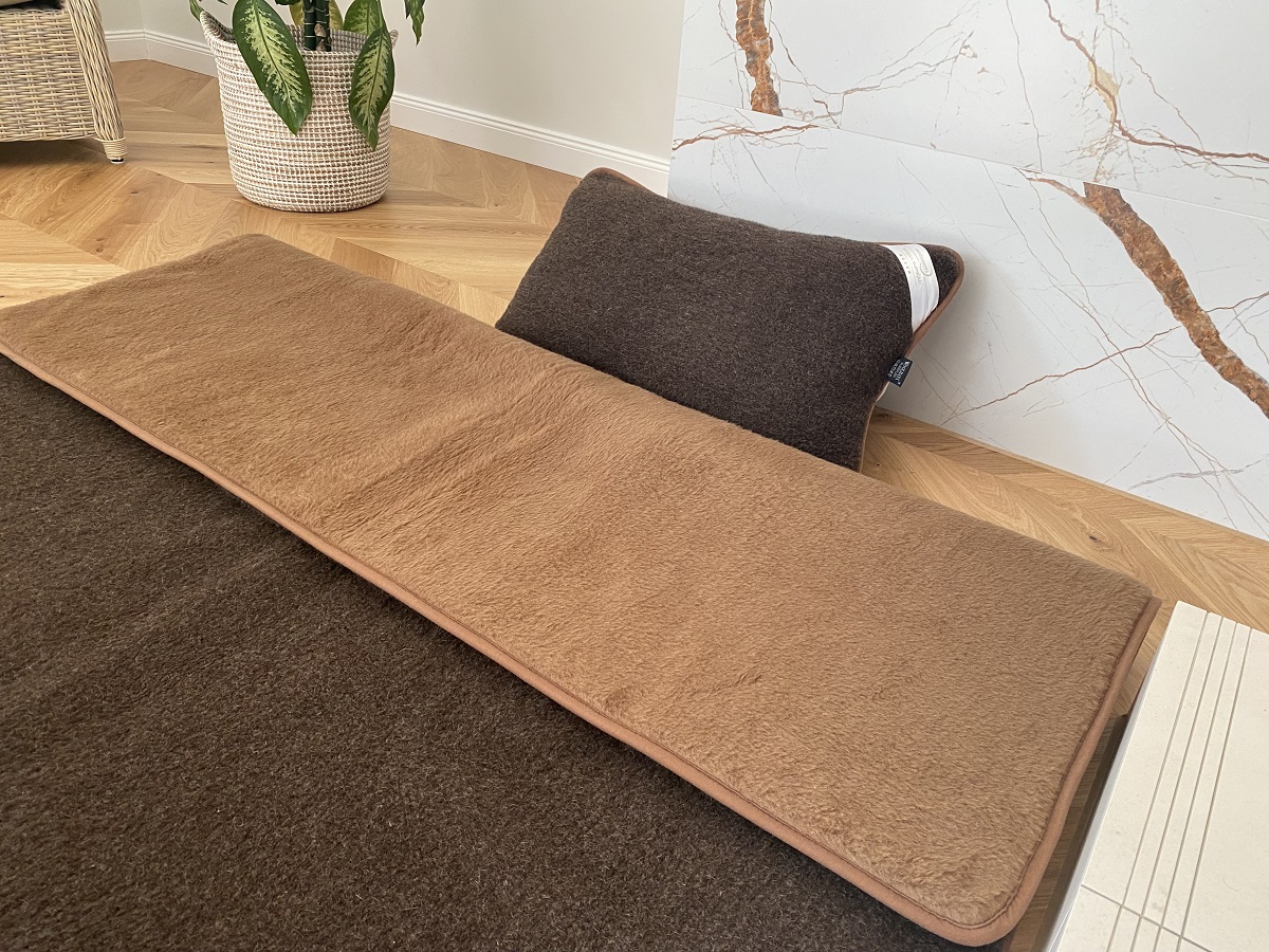 POŚCIEL Z WEŁNY MERYNOS SYBERIA DZIKI BRĄZ + CAMEL CIEMNY 140X200 + MATERAC